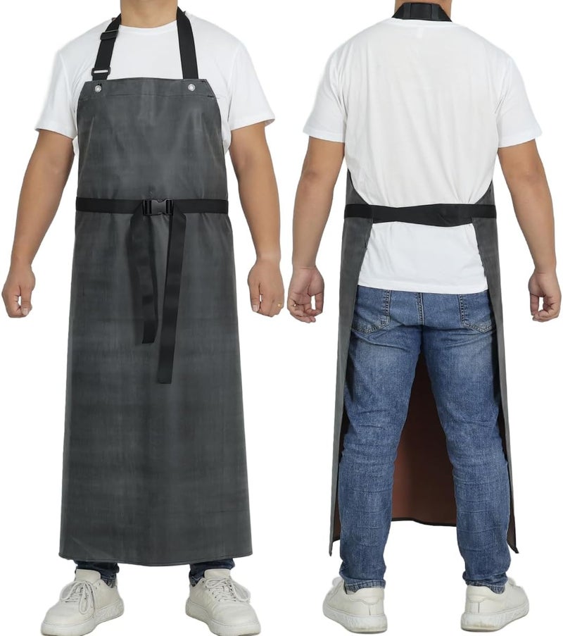 STPGIFC Thick Rubber Apron, Waterproof Apron Butcher Heavy Duty Chemical Resistant Adjustable Work Apron - Image 4